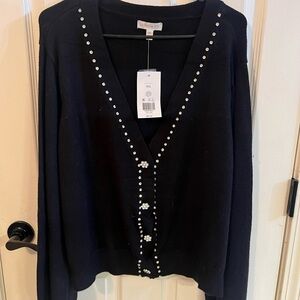 Crown & Ivy Black Cardigan with Embellishment